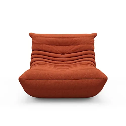 1inchome Togo Chauffeuse 1 Place, Lazy Floor Canapé en Velours Daim Doux Chaise Longue Accent Pouf Canapé pour Salon Chaise d'angle Chambre Salon Bureau (Rouge)