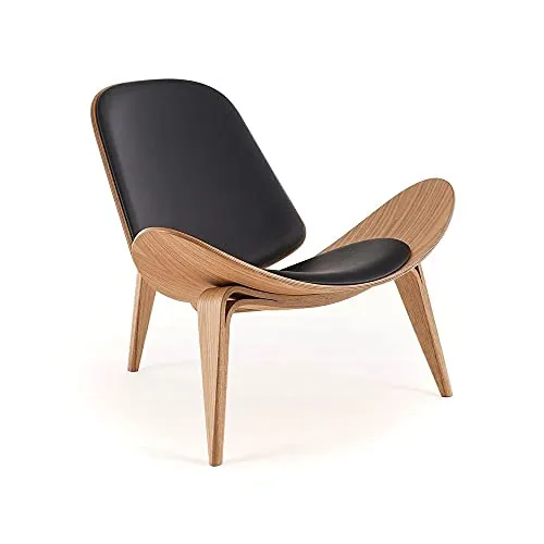 Lounge Nordic Creative Simple Designer Simple Canapé Chair Smile Airplane Shell Chaise Salle à Manger Chaises,Black Walnut Wood,Standard