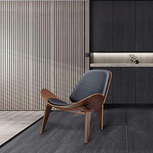 Lounge Nordic Creative Simple Designer Simple Canapé Chair Smile Airplane Shell Chaise Salle à Manger Chaises,Black Walnut Wood,Standard