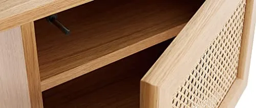 Miliboo Bureau à rangements Vintage Bois Clair chêne et cannage Naturel L130 cm Antik