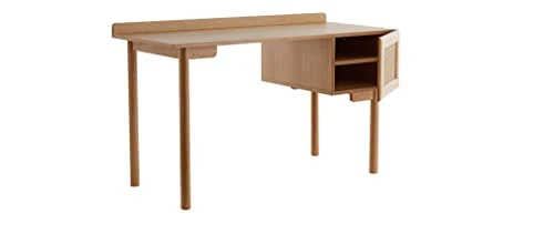 Miliboo Bureau à rangements Vintage Bois Clair chêne et cannage Naturel L130 cm Antik