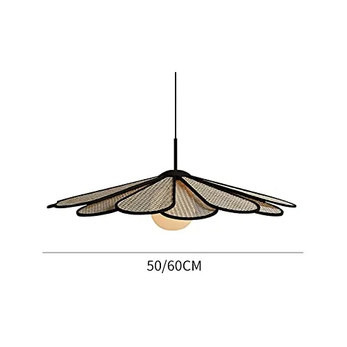EIOFLVG Art Moderne Pétale Rotin Suspensions Suspendues À La Main Tissé Suspension Suspension Lampe Salon Chambre en Osier Suspension Lampe Réglable Suspension Fil Lustre