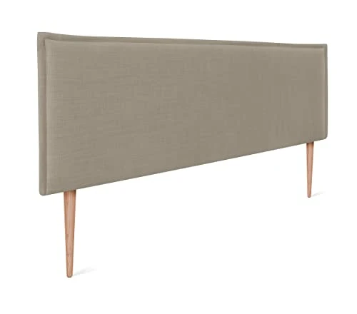 DHOME Tête de lit en Lin Naturel uni avec Bordures Tête de lit rembourrée Chambre à Coucher Moderne Top Trending (Terrain, 160x105cm avec Pieds (Lits 150/160))