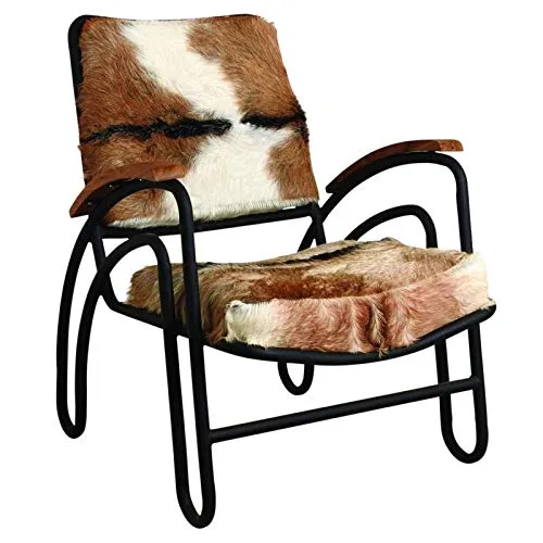 AubryGaspard Fauteuil en Peau de chèvre avec accoudoirs Structure métal