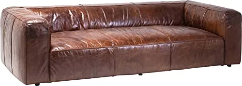 Kare Cubetto 3 Places XXL Grand Moderne 2/3 canapé-lit en Cuir 67 x 259 x 110 cm, Bois partiel, MDF, Marron foncé, 3- Sitzer