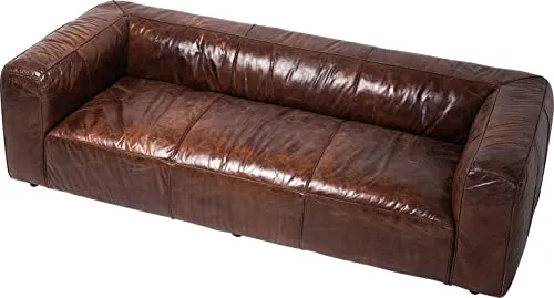 Kare Cubetto 3 Places XXL Grand Moderne 2/3 canapé-lit en Cuir 67 x 259 x 110 cm, Bois partiel, MDF, Marron foncé, 3- Sitzer