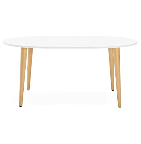 KADIMA DESIGN Chronos Table de Salle à Manger Wood Table de Cuisine en Bois Blanc (White) 120 x 200 x 75