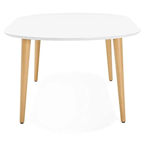 KADIMA DESIGN Chronos Table de Salle à Manger Wood Table de Cuisine en Bois Blanc (White) 120 x 200 x 75