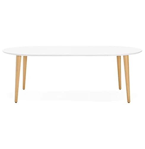 KADIMA DESIGN Chronos Table de Salle à Manger Wood Table de Cuisine en Bois Blanc (White) 120 x 200 x 75