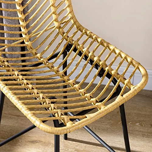 HOMCOM Lot de 2 tabourets de Bar Chaise de Bar Design bohème Hauteur 66 cm avec Repose-Pieds métal - Naturel