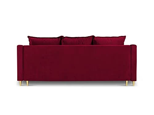 Mazzini Sofas Canapé Velours Convertible avec Coffre De Rangement, Pansy, 3 Places, Rouge, 215x94x90