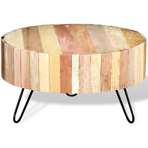 vidaXL Table Basse Bois de Récupération Massif Table d'Appoint Salon Canapé