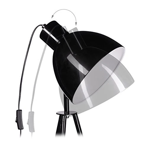 Relaxdays 10021293_46 Lampadaire 3 Pieds Luminaire Spot Projecteur 1 Feu Lampe Trépied HLP env. 130 x 53 x 53 cm, Noir, métal, 40 W, 130x53x53cm