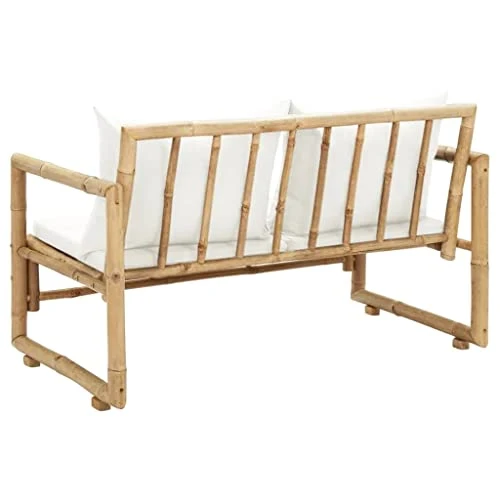 vidaXL Banc de Jardin avec Coussins Meuble d'Extérieur Banc de Patio Meuble de Jardin Banc de Terrasse Banc d'Arrière-Cour 115 cm Bambou
