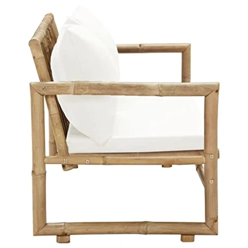 vidaXL Banc de Jardin avec Coussins Meuble d'Extérieur Banc de Patio Meuble de Jardin Banc de Terrasse Banc d'Arrière-Cour 115 cm Bambou