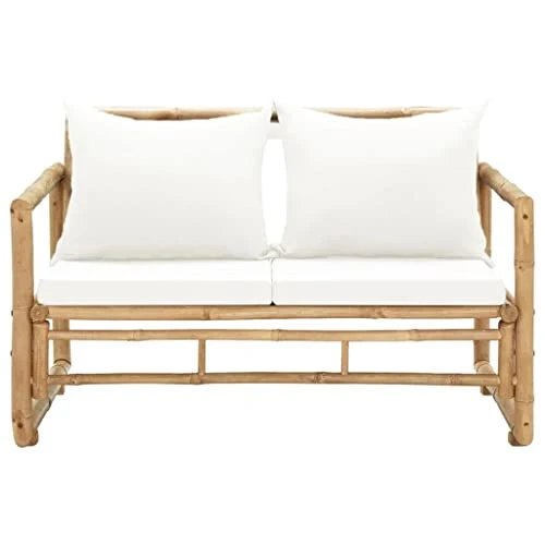 vidaXL Banc de Jardin avec Coussins Meuble d'Extérieur Banc de Patio Meuble de Jardin Banc de Terrasse Banc d'Arrière-Cour 115 cm Bambou