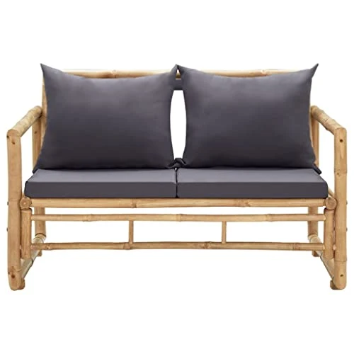 vidaXL Banc de Jardin avec Coussins Meuble d'Extérieur Banc de Patio Meuble de Jardin Banc de Terrasse Banc d'Arrière-Cour 115 cm Bambou