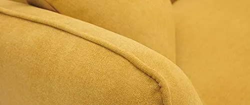 Miliboo Canapé 2 Places en Tissu Effet Velours Jaune Moutarde et Bois Clair Folk