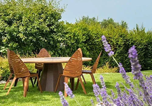 TrackDesign SPICA | Table en corten et bois - Dim: ø dessus de table 180cm - ø base de table 80cm - H 75cm
