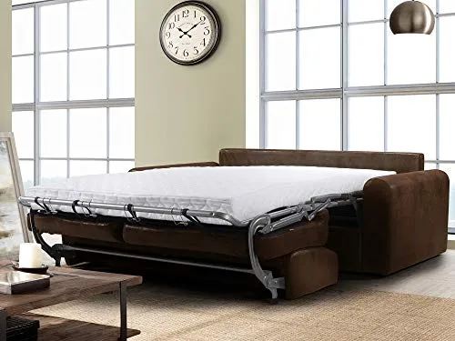 Lisa Design - Ned - Canapé 3 Places Convertible - Ouverture Express - Couchage Quotidien - Style Industriel
