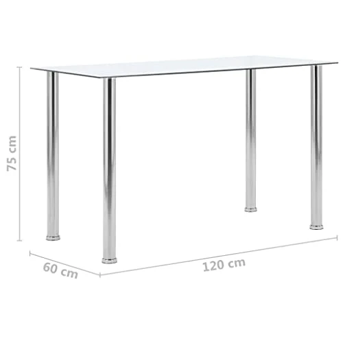 vidaXL Table à Dîner Table de Salle à Manger Table de Cuisine Repas Maison Jardin Terrasse Extérieur Transparent 120x60x75 cm Verre Trempé