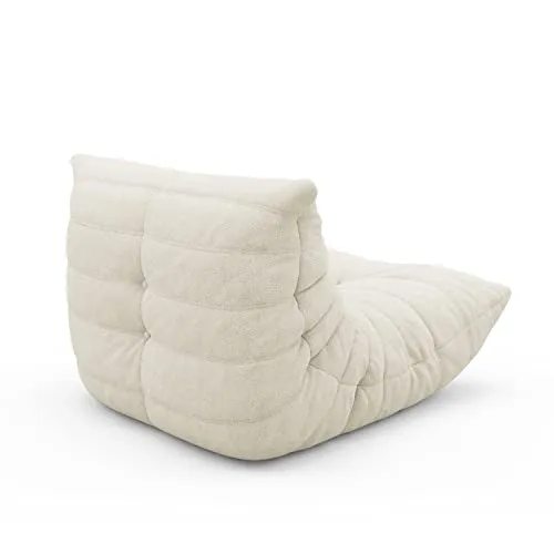 1inchome Togo Chauffeuse 1 Place, Lazy Floor Canapé en Velours Daim Doux Chaise Longue Accent Pouf Canapé pour Salon Chaise d'angle Chambre Salon Bureau (Blanc)