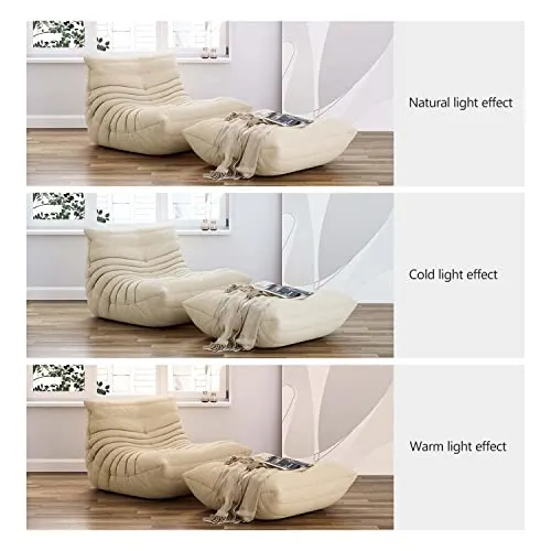 1inchome Togo Chauffeuse 1 Place, Lazy Floor Canapé en Velours Daim Doux Chaise Longue Accent Pouf Canapé pour Salon Chaise d'angle Chambre Salon Bureau (Blanc)