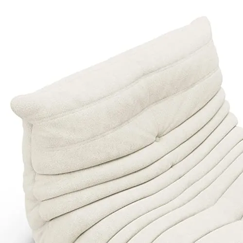 1inchome Togo Chauffeuse 1 Place, Lazy Floor Canapé en Velours Daim Doux Chaise Longue Accent Pouf Canapé pour Salon Chaise d'angle Chambre Salon Bureau (Blanc)