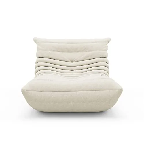 1inchome Togo Chauffeuse 1 Place, Lazy Floor Canapé en Velours Daim Doux Chaise Longue Accent Pouf Canapé pour Salon Chaise d'angle Chambre Salon Bureau (Blanc)