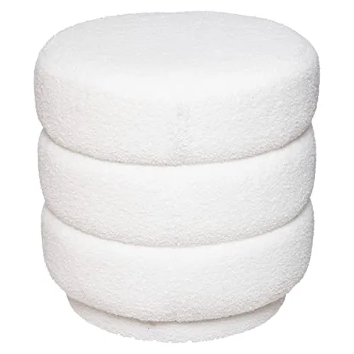 Pouf moumoute Blanc Sinan Atmosphera - Blanc