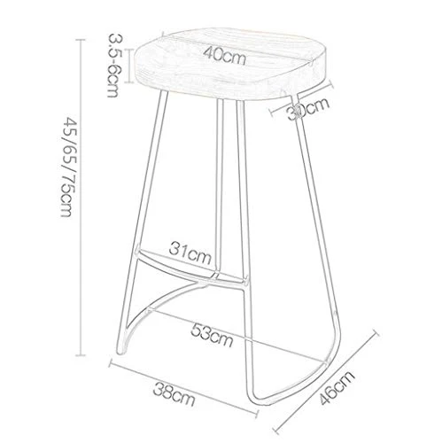 Tabouret de bar rétro Restaurant de cuisine haute Tabouret Tabouret de bar antidérapant Motif Home Tabouret 46 x 38 x 45/65/75 cm 75CM a