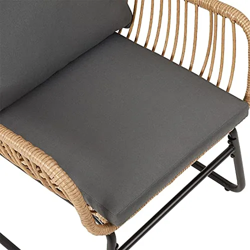 IDIMEX Chaise de Salle à Manger Albedo Imitation rotin, Fauteuil d'intérieur ou d'extérieur pour Jardin en polyrattan résistant aux UV et Acier Anti-Rouille laqué Noir, avec 2 Coussins Gris