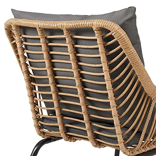 IDIMEX Chaise de Salle à Manger Albedo Imitation rotin, Fauteuil d'intérieur ou d'extérieur pour Jardin en polyrattan résistant aux UV et Acier Anti-Rouille laqué Noir, avec 2 Coussins Gris