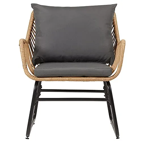 IDIMEX Chaise de Salle à Manger Albedo Imitation rotin, Fauteuil d'intérieur ou d'extérieur pour Jardin en polyrattan résistant aux UV et Acier Anti-Rouille laqué Noir, avec 2 Coussins Gris