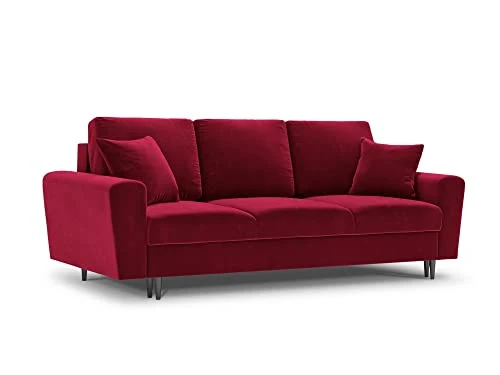 MICADONI - Canapé Convertible Moghan - 3 Places - Velours - Rouge