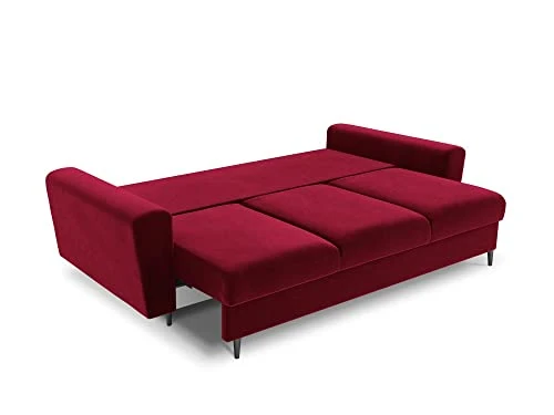 MICADONI - Canapé Convertible Moghan - 3 Places - Velours - Rouge