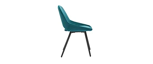 Miliboo Chaises Design en Tissu Velours Bleu pétrole et métal Noir (Lot de 2) Bodega