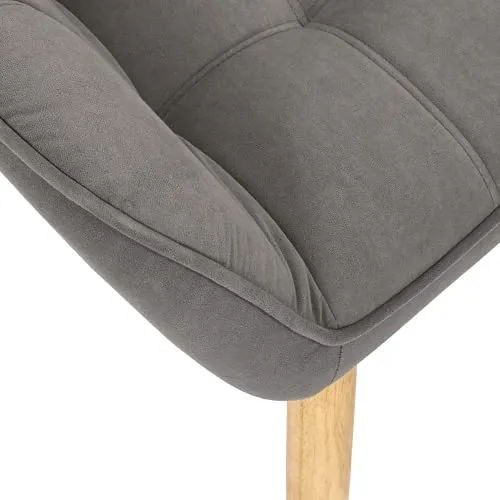 HOME DECO FACTORY HD7152 Assise Siege Fauteuil Salon Salle à Manger Pieds Contrastant, Gris Fonce-Bois, 74x75x70cm