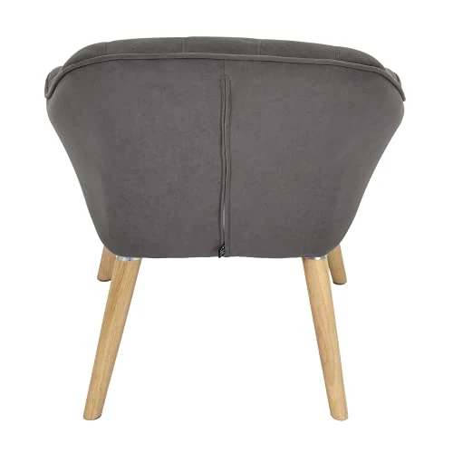 HOME DECO FACTORY HD7152 Assise Siege Fauteuil Salon Salle à Manger Pieds Contrastant, Gris Fonce-Bois, 74x75x70cm