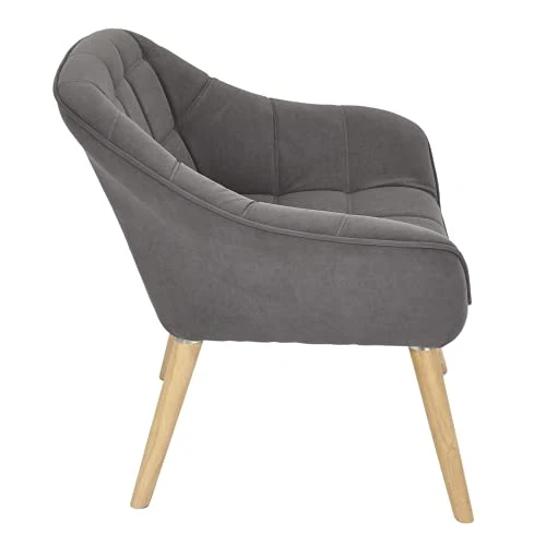 HOME DECO FACTORY HD7152 Assise Siege Fauteuil Salon Salle à Manger Pieds Contrastant, Gris Fonce-Bois, 74x75x70cm