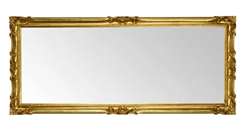 MO.WA Miroir Mural avec Cadre Classique Style Baroque Français Fini à la Main avec Feuille d'or. Mesure extérieure Cm.62x142 Fabriqué en Italie