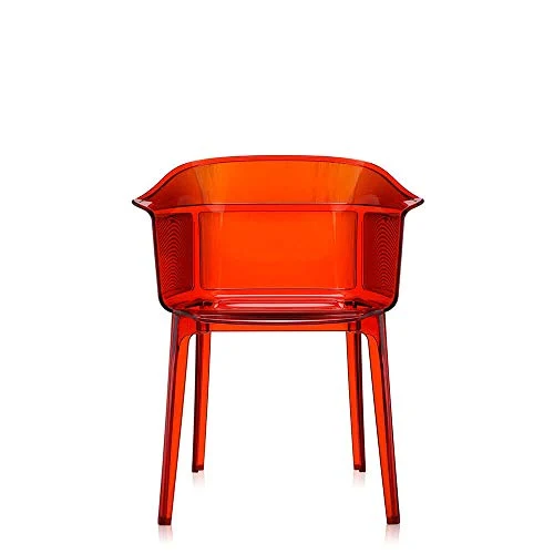 Kartell Papyrus fauteuil transparent rouge orangé
