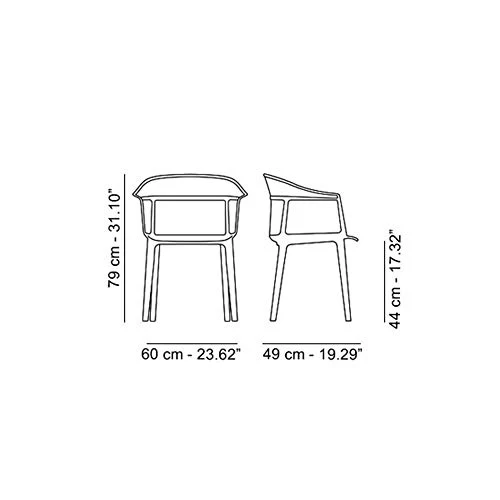 Kartell Papyrus fauteuil transparent rouge orangé