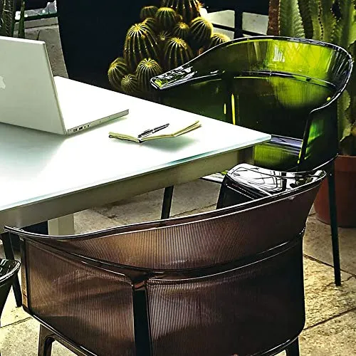 Kartell Papyrus fauteuil transparent rouge orangé