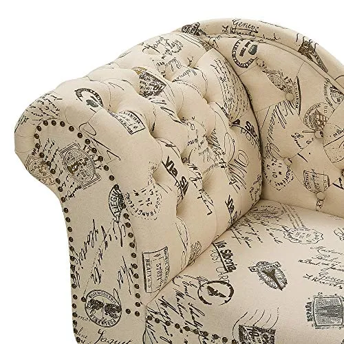 Beliani Chaise Longue Côté Gauche Méridienne en Tissu Imprimé Beige Style Elégant Nimes