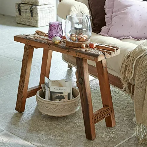Loberon® Table d'appoint Salinquas - Bois de sal revalorisé - H/L/P env. 65/50/20 cm - Marron Vieilli