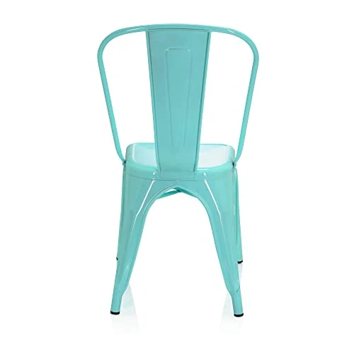 hjh OFFICE 645050 Chaise bistrot VANTAGGIO Comfort Métal Bleu Ciel, Chaise au Style Industriel, empilable