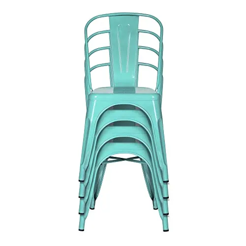 hjh OFFICE 645050 Chaise bistrot VANTAGGIO Comfort Métal Bleu Ciel, Chaise au Style Industriel, empilable