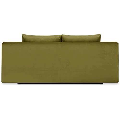 HOMIFAB Canapé Convertible 3 Places avec Coffre de Rangement en Velours Vert Olive - Laria