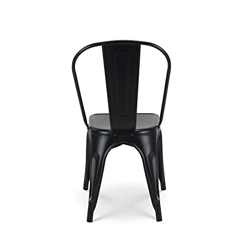 Kosmi - Lot de 4 chaises en métal Noir Mat - Style Industriel